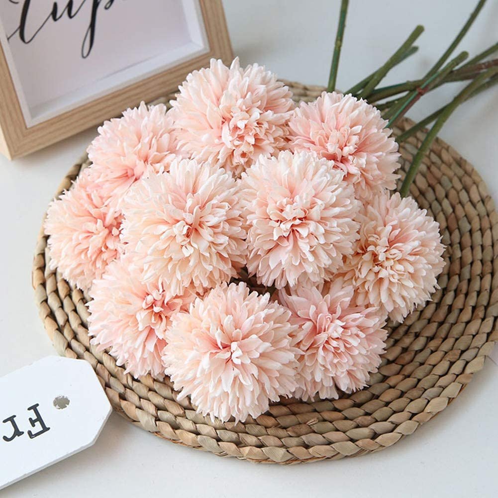 10-Piece: Artificial Flowers Chrysanthemum Ball Flowers Bouquet - Image 12