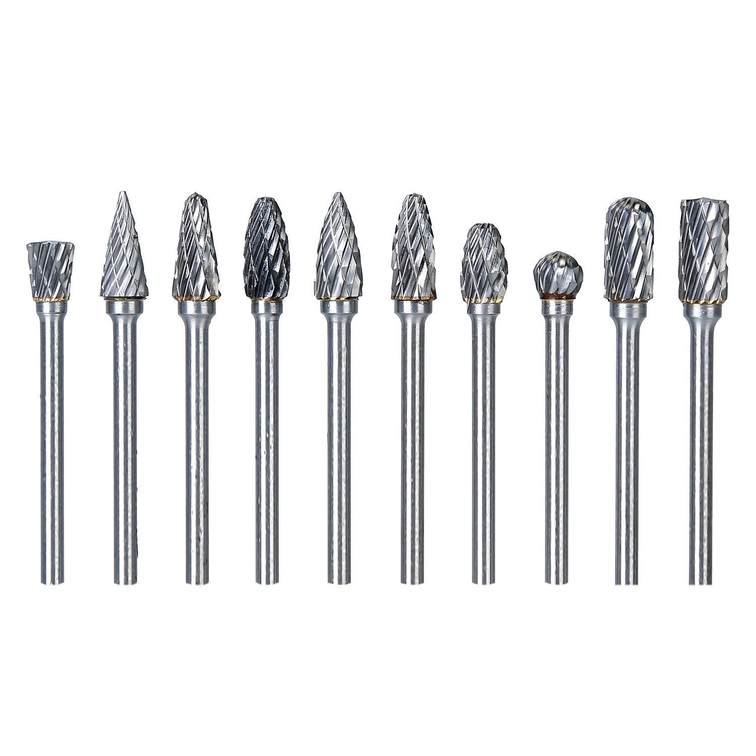 10-Piece: Double Cut Carbide Rotary Die Grinder Bit Set