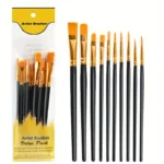 10-Pieces: Artist Paintbrush Nylon Round Pointed Flat Head Set - Image 3