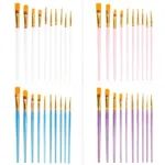 10-Pieces: Artist Paintbrush Nylon Round Pointed Flat Head Set - Image 10