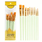 10-Pieces: Artist Paintbrush Nylon Round Pointed Flat Head Set - Image 7