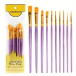 10-Pieces: Artist Paintbrush Nylon Round Pointed Flat Head Set - Image 5