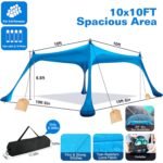10 x 10 ft Sun Shelter Family Beach Tent Outdoor Shade UPF50+ with Sandbag - Image 3