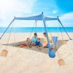 10 x 10 ft Sun Shelter Family Beach Tent Outdoor Shade UPF50+ with Sandbag - Image 10