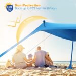 10 x 10 ft Sun Shelter Family Beach Tent Outdoor Shade UPF50+ with Sandbag - Image 8