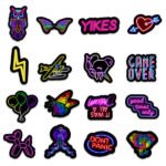 100-Piece: Cartoon Neon Light Graffiti Stickers - Image 2