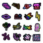 100-Piece: Cartoon Neon Light Graffiti Stickers - Image 3