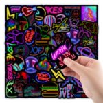 100-Piece: Cartoon Neon Light Graffiti Stickers - Image 6