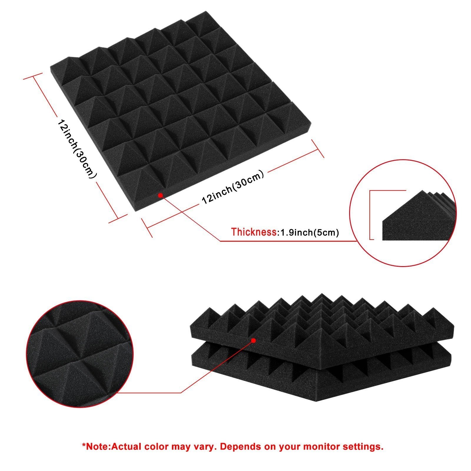 12-Pack: Sound Absorbing Foam for Recording Studio - Image 4