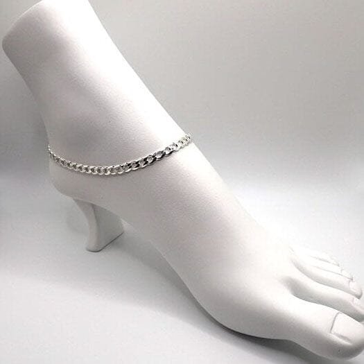 14k Yellow Gold Filled High Polish Finsh Cubun Curb Link Anklet 5mm 9.5'' White/Yellow - Image 3