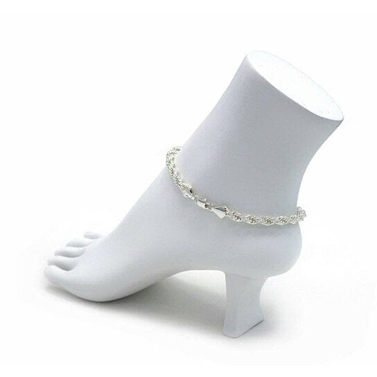 14k Yellow Gold Filled High Polish Finsh Rope Link Anklet 5mm 10'' White/Yellow - Image 4