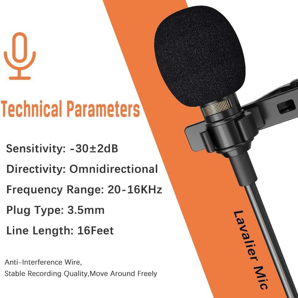 16 Feet Single Head Lavalier Lapel Microphone Omnidirectional Condenser Mic - Image 4