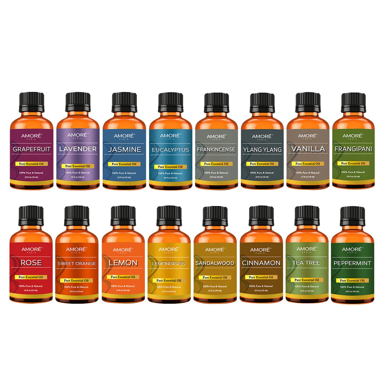 16-Pieces: Aromatherapy 100% Pure Therapeutic High Grade Essential-Oils