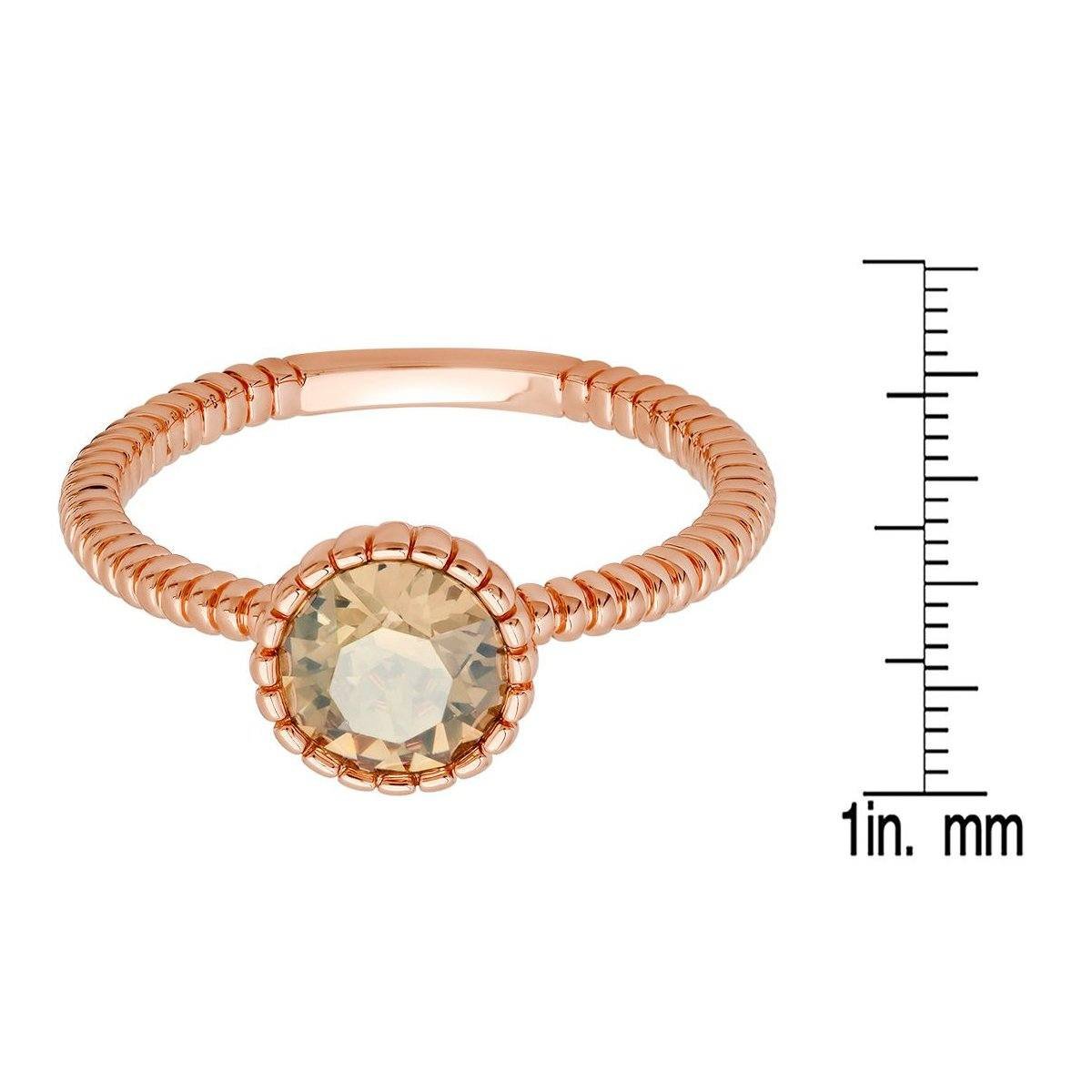 18k Gold Plated Brass Solitaire Rope Engagement Ring with Swarovski Crystals - Image 7