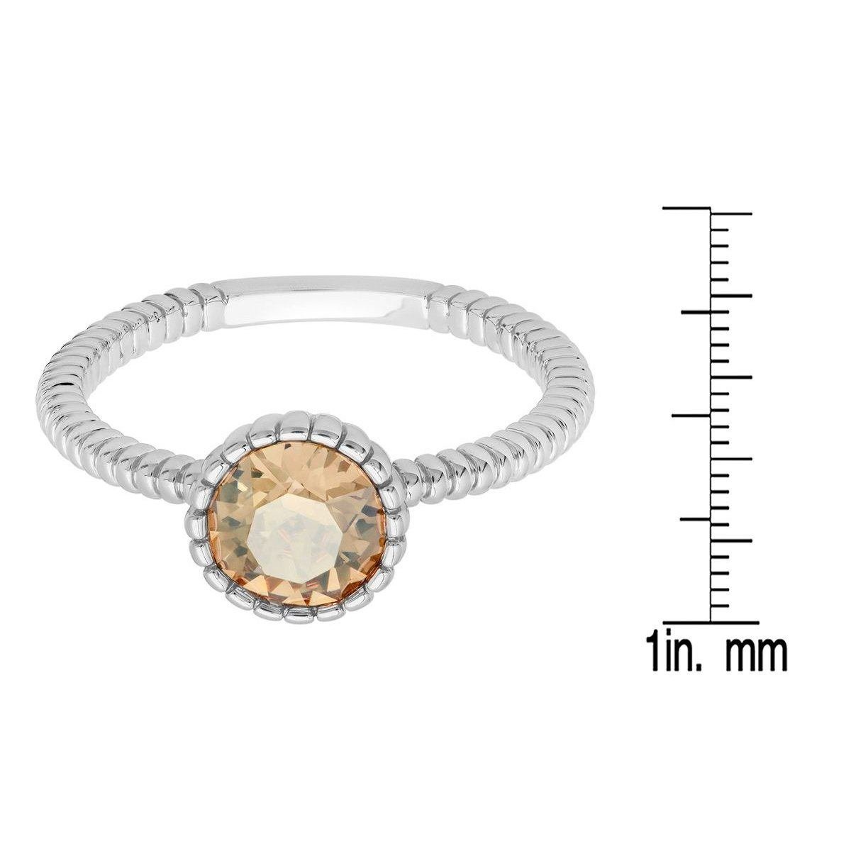 18k Gold Plated Brass Solitaire Rope Engagement Ring with Swarovski Crystals - Image 4