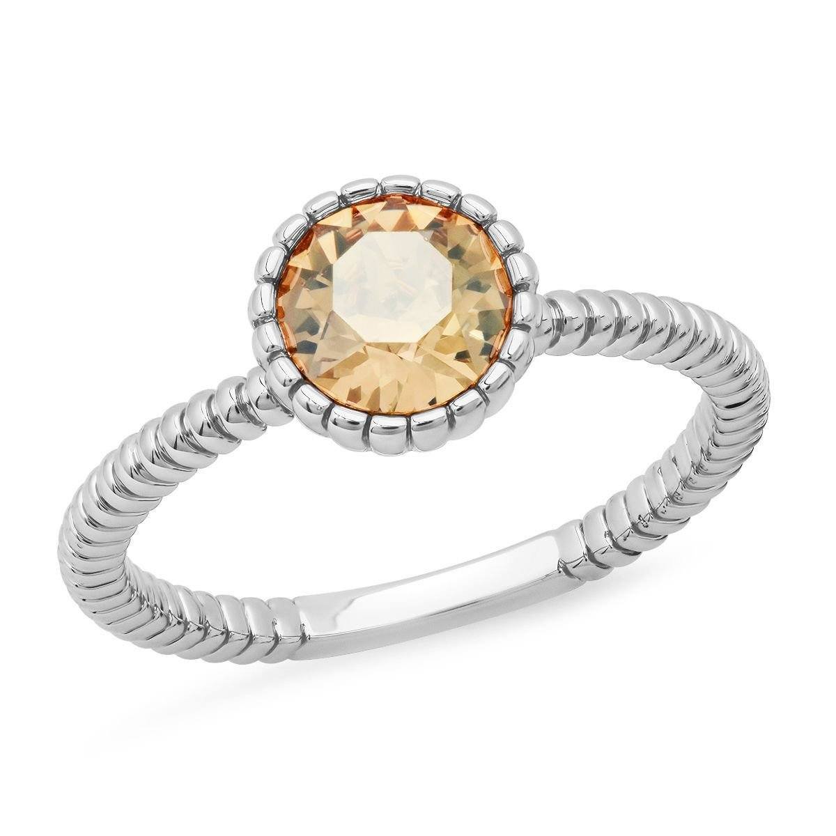 18k Gold Plated Brass Solitaire Rope Engagement Ring with Swarovski Crystals - Image 3