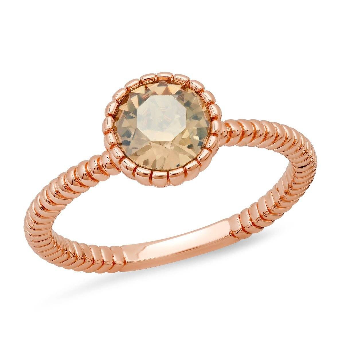 18k Gold Plated Brass Solitaire Rope Engagement Ring with Swarovski Crystals - Image 6