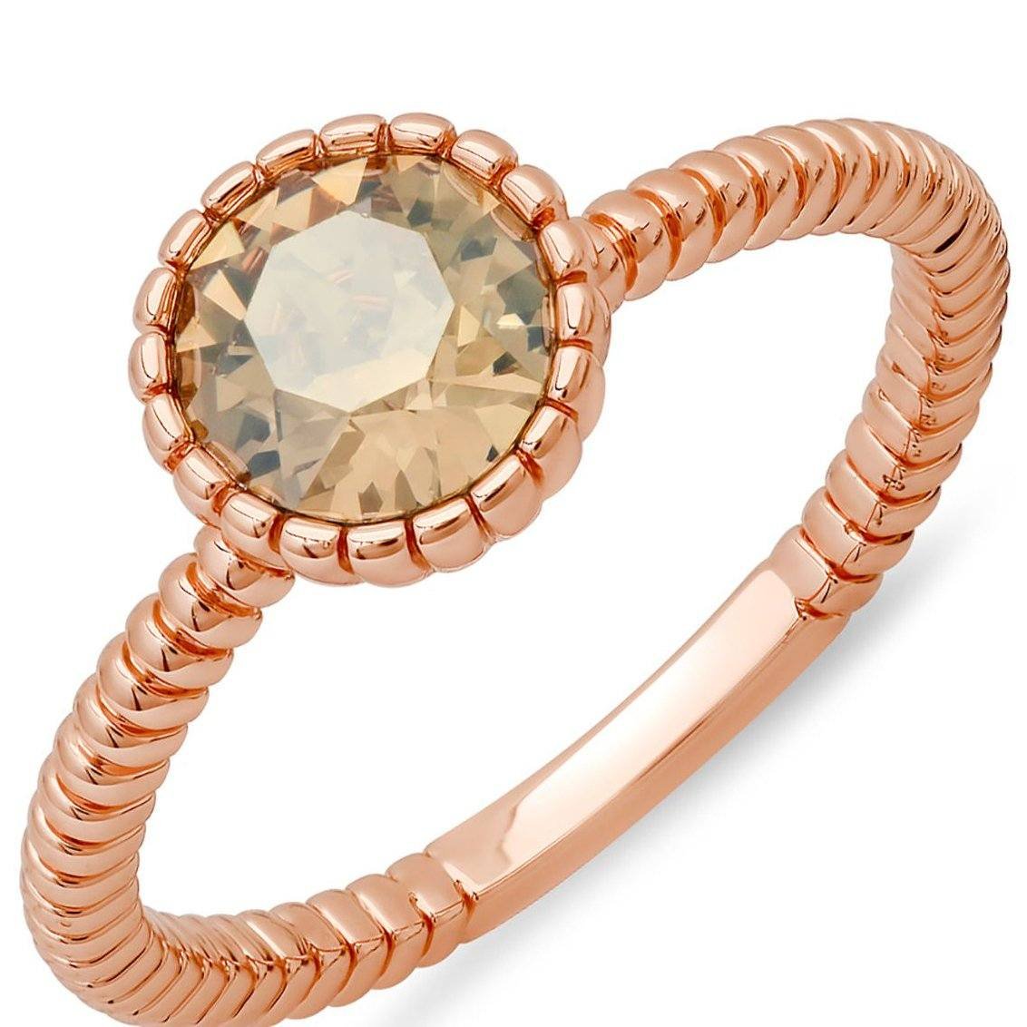 18k Gold Plated Brass Solitaire Rope Engagement Ring with Swarovski Crystals - Image 5