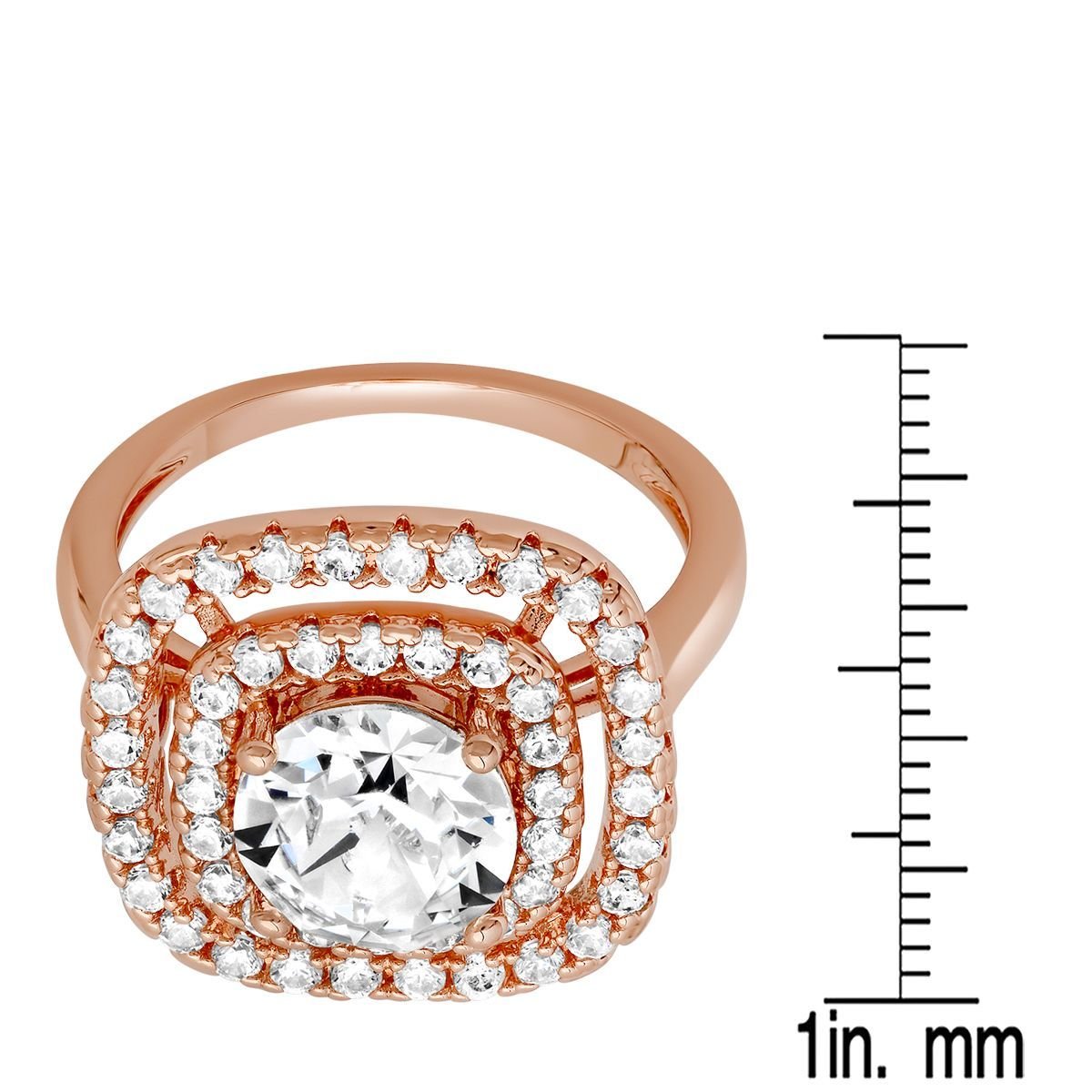 18K White Gold Plated Brass Square Engagement Ring Adorned with Swarovski Crystals - Image 7