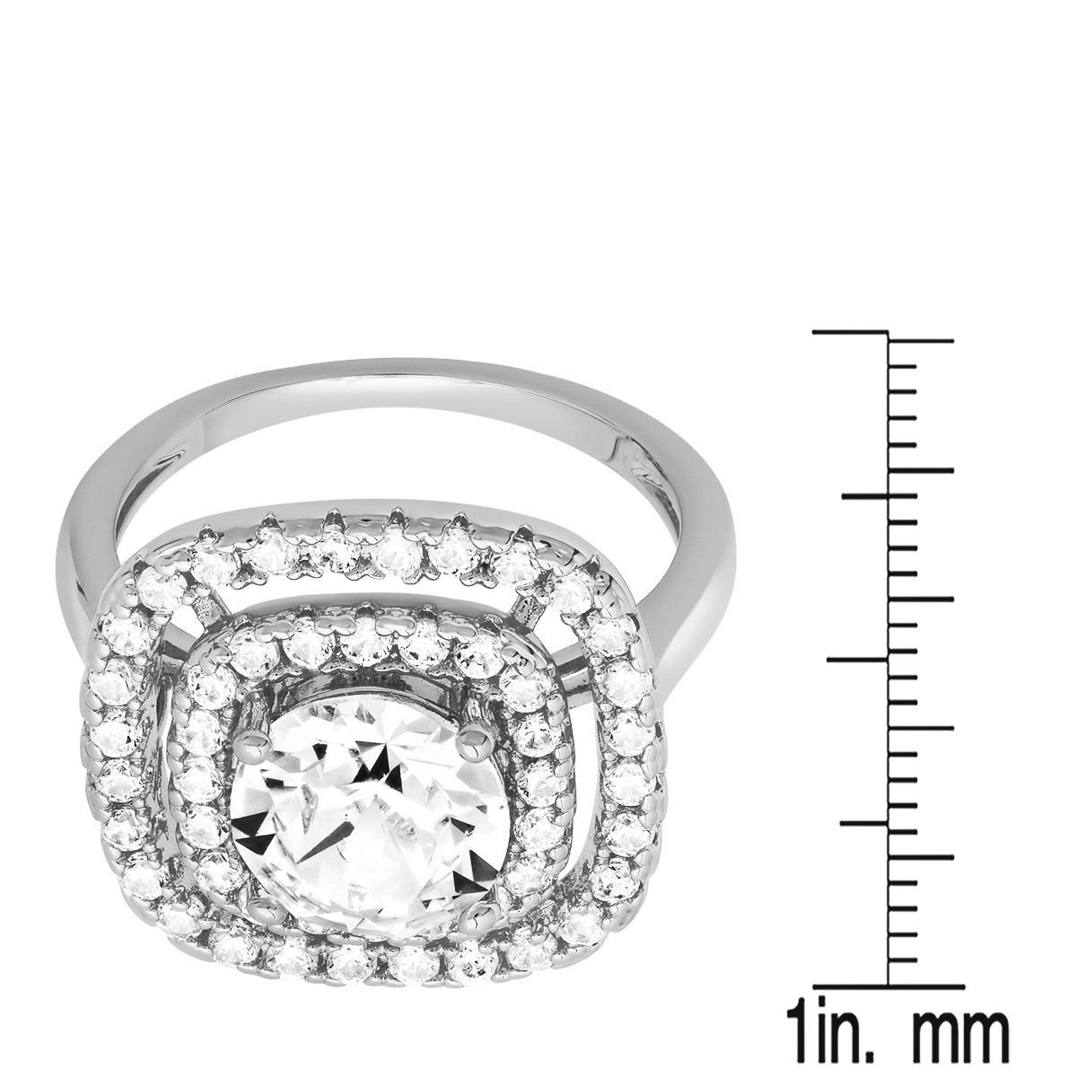 18K White Gold Plated Brass Square Engagement Ring Adorned with Swarovski Crystals - Image 4