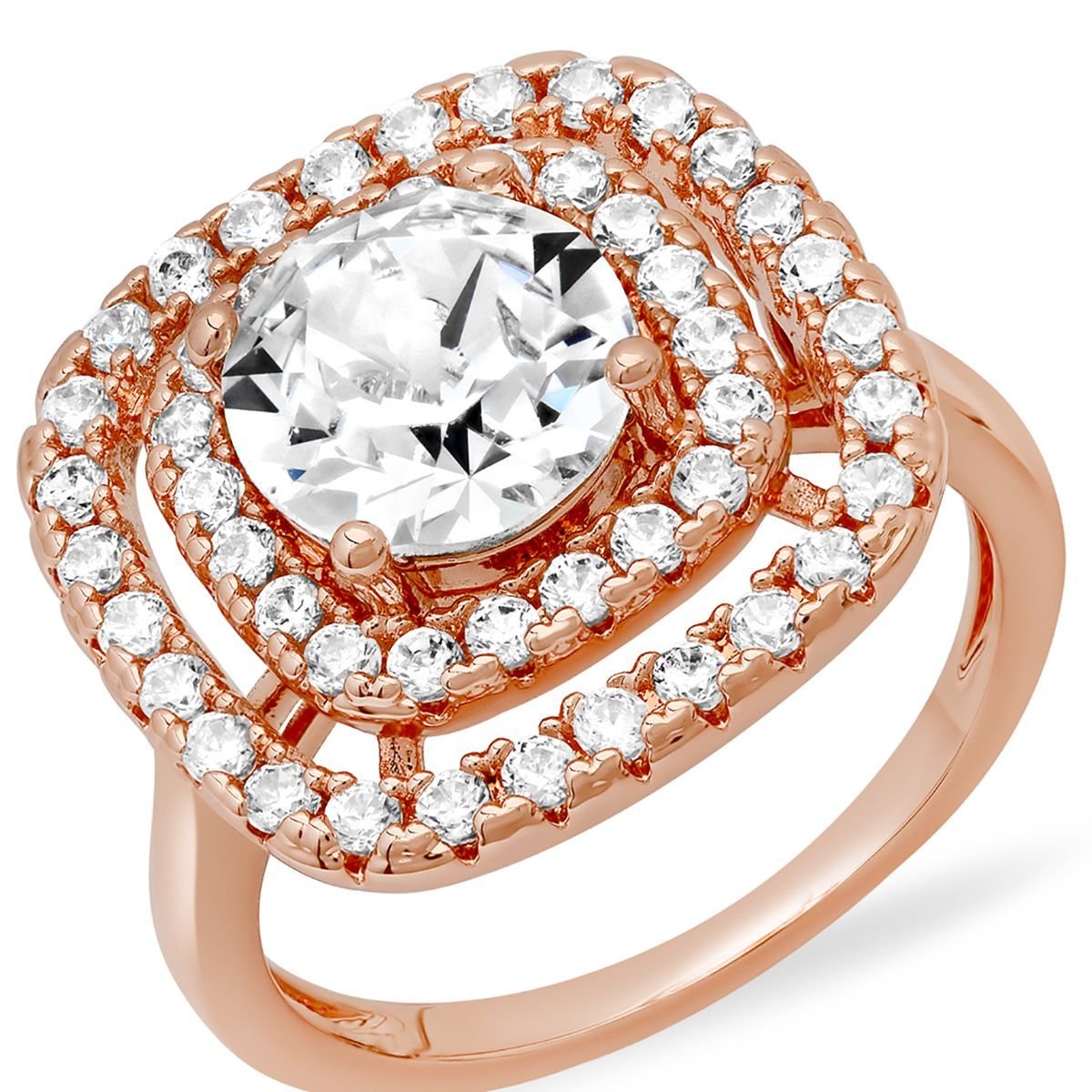 18K White Gold Plated Brass Square Engagement Ring Adorned with Swarovski Crystals - Image 6