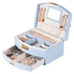 2-Layer Lockable Leather Jewelry Box - Image 3