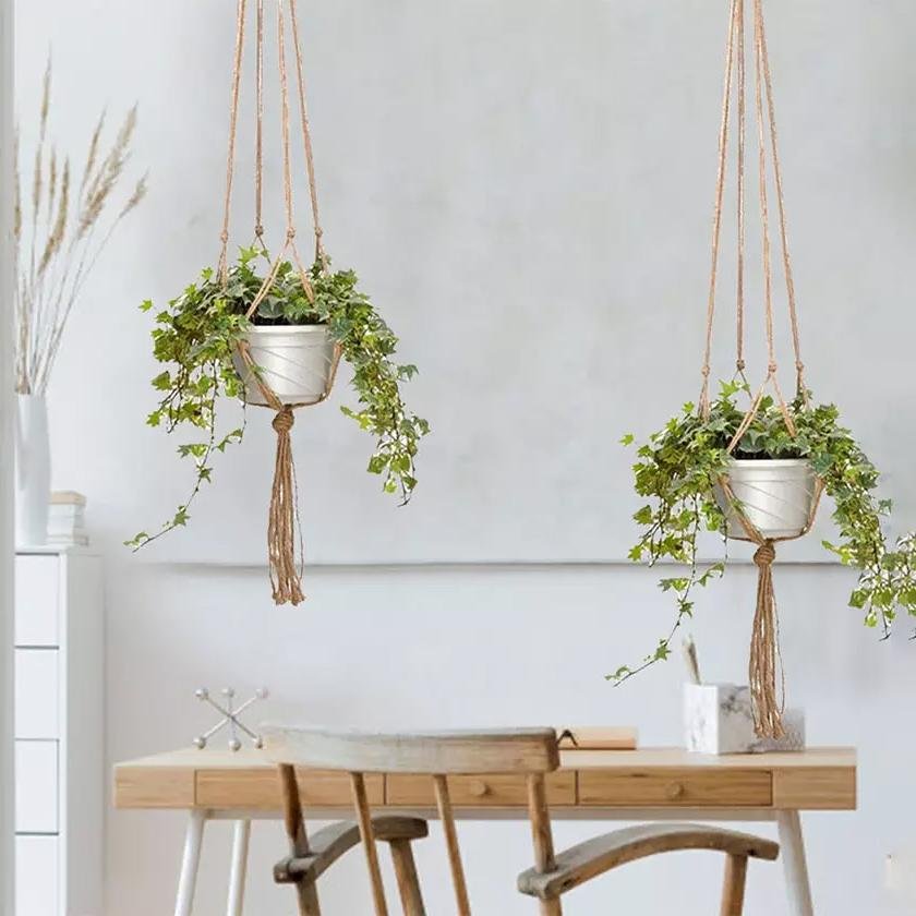 2-pack-indoor-outdoor-hanging-pot-rope-net-macrame-plant-hanger-garden-patio-dailysale-928781.jpg 2-Pack: Indoor Outdoor Hanging Pot Rope Net Macrame Plant Hanger - Image 1