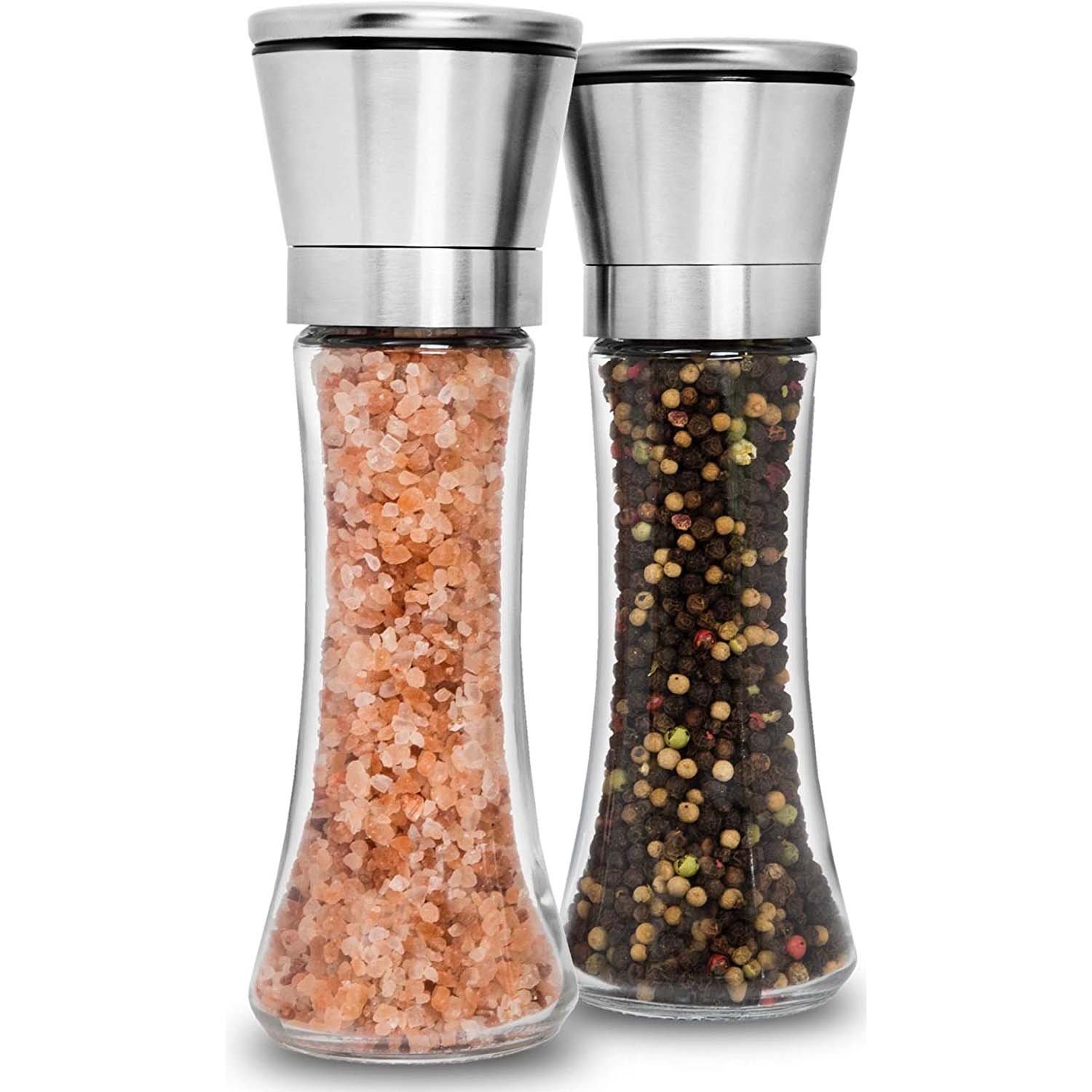 2-Pack: Premium Stainless Steel Salt and Pepper Grinder