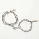2-Piece: Lovers' Titanium Steel Love Magnet Bracelet - Image 2