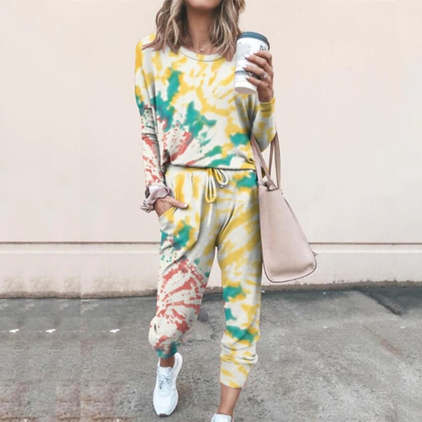 2-Piece Set: Women's Basic Tie Dye Sweatshirt Tracksuit Pants Sets - Image 5