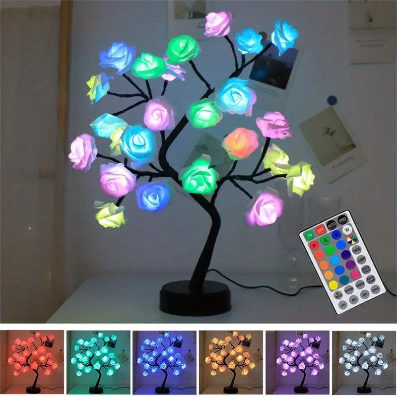 24-led-rgb-16-colors-rose-tree-night-light-battery-and-usb-plug-operated-rose-flower-fairy-lights-remote-control-furniture-decor-dailysale-280322.webp 24 LED RGB 16 Colors Rose Tree Night Light Battery And USB Plug Operated Rose Flower Fairy Lights Remote Control - Image 1