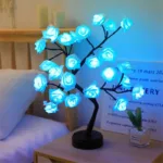 24 LED RGB 16 Colors Rose Tree Night Light Battery And USB Plug Operated Rose Flower Fairy Lights Remote Control - Image 5