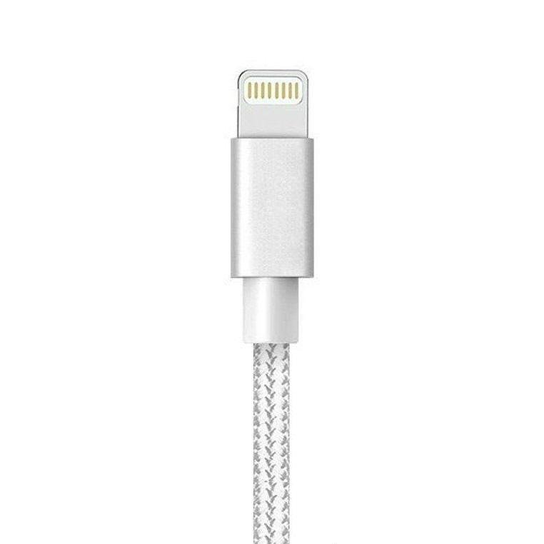 3-Pack: Heavy Duty Braided iPhone Lightning USB Cable - White - Image 3