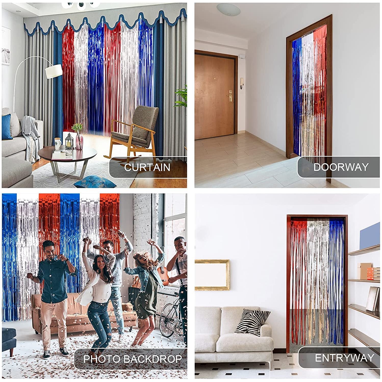 3-Pack: Tinsel Foil Fringe Curtains - Image 5