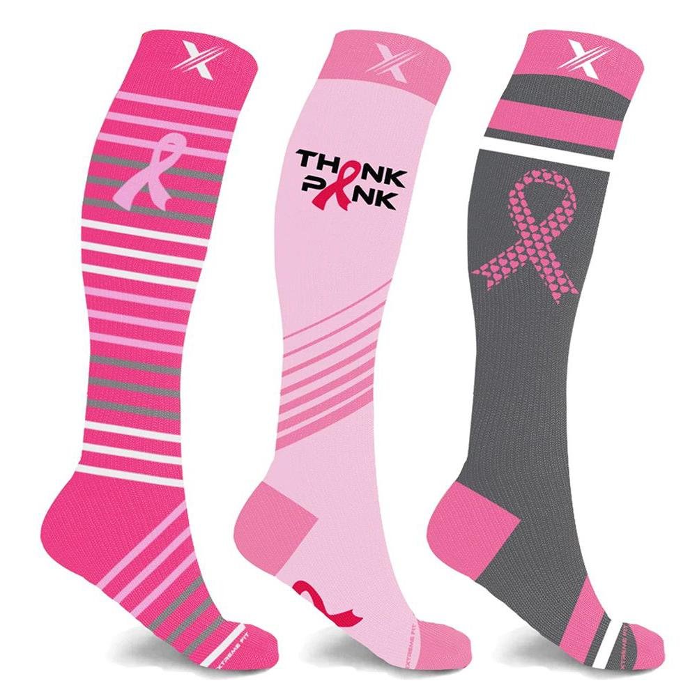 3-Pair: Breast Cancer Awareness Knee High Compression Socks