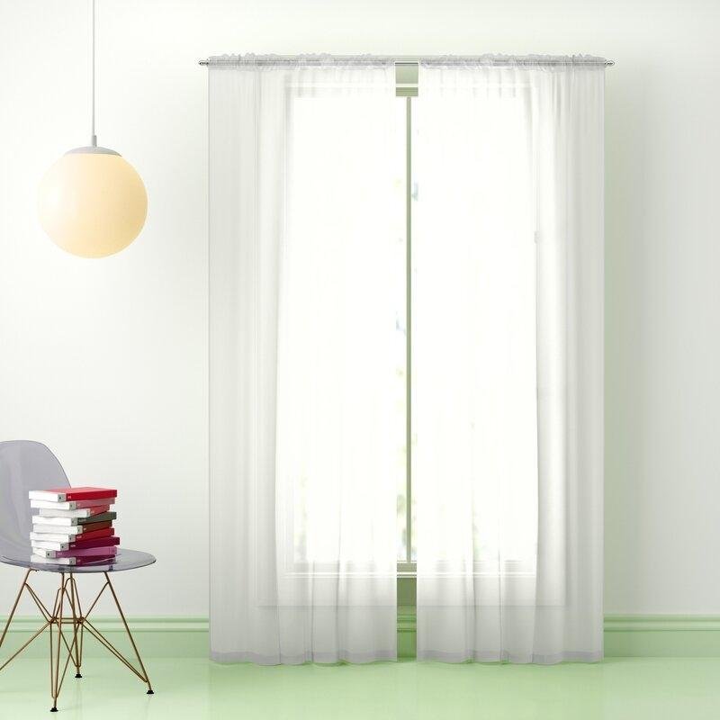 4-Pack: Dorian Solid Sheer Rod Pocket Curtain Panels