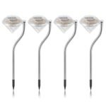 4-Piece: Solar Diamond LED Light Pathway Stake Decorative Lamp - Image 2
