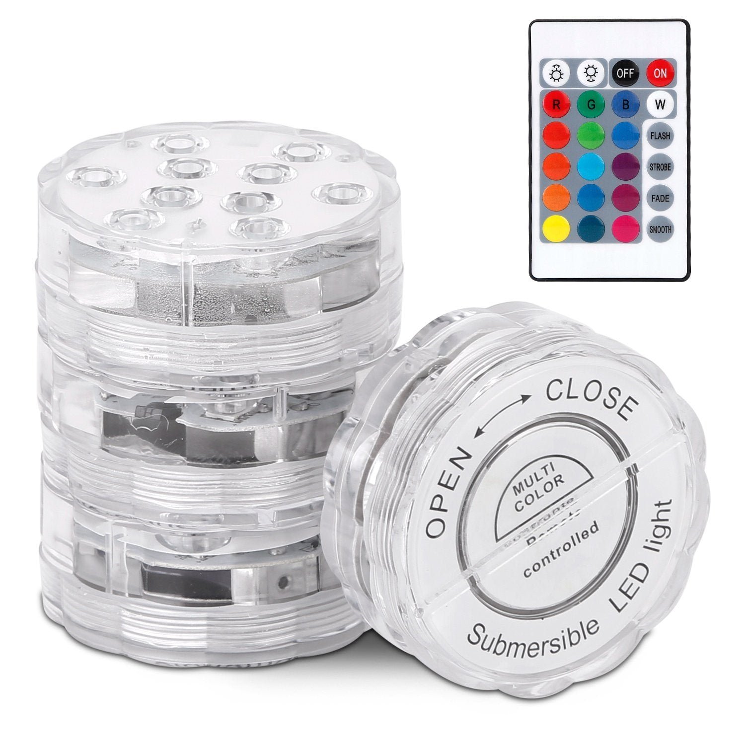 4-Piece: Submersible RGB LED Lights