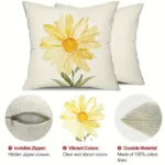 4-Pieces: Summer Flowers Printed Throw Pillow Cover Cushion Pillow Case - Image 2