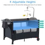 6-in-1 Foldable Baby Crib with Activity Center Diaper Changing Table - Image 6