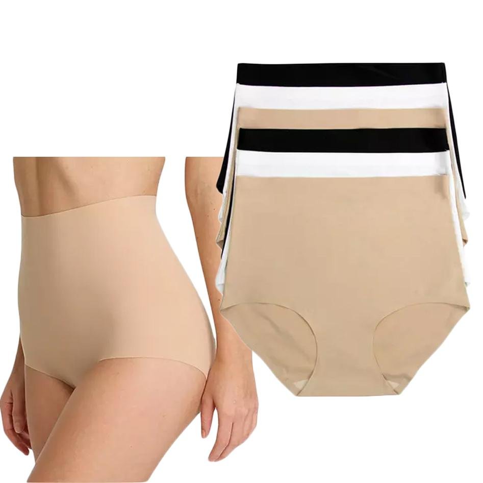 6-Pack: Plus Size High-Waisted Tummy-Control No Show Briefs