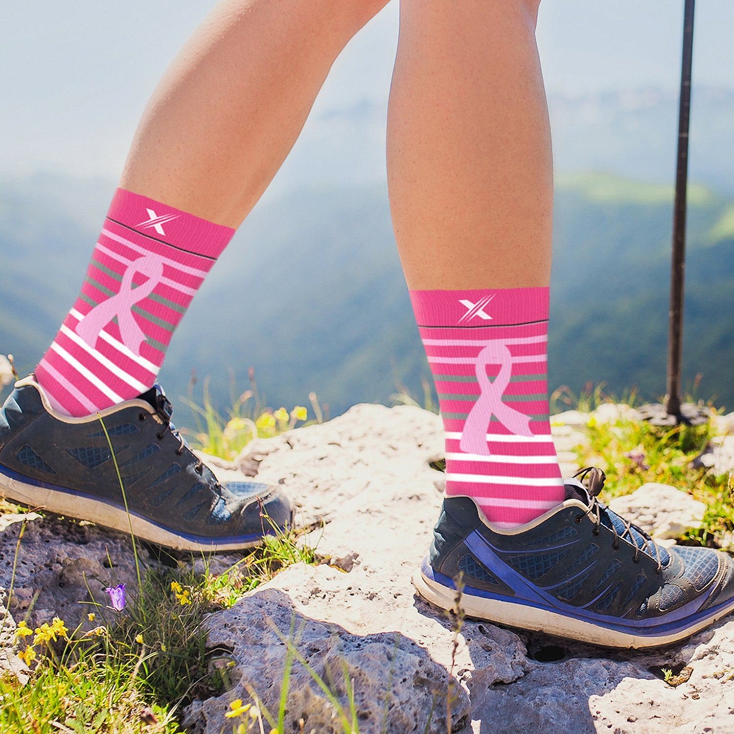 6-Pairs: Breast Cancer Awareness Crew Length Everyday Wear Compression Socks - Image 7