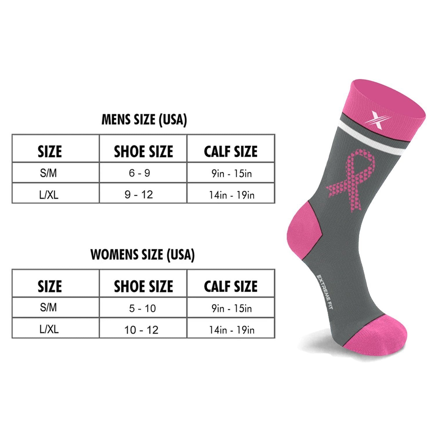 6-Pairs: Breast Cancer Awareness Crew Length Everyday Wear Compression Socks - Image 5