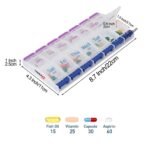 7-Day Push Button Pill, Medicine, Vitamin Organizer with AM/PM Large Compartments - Image 2