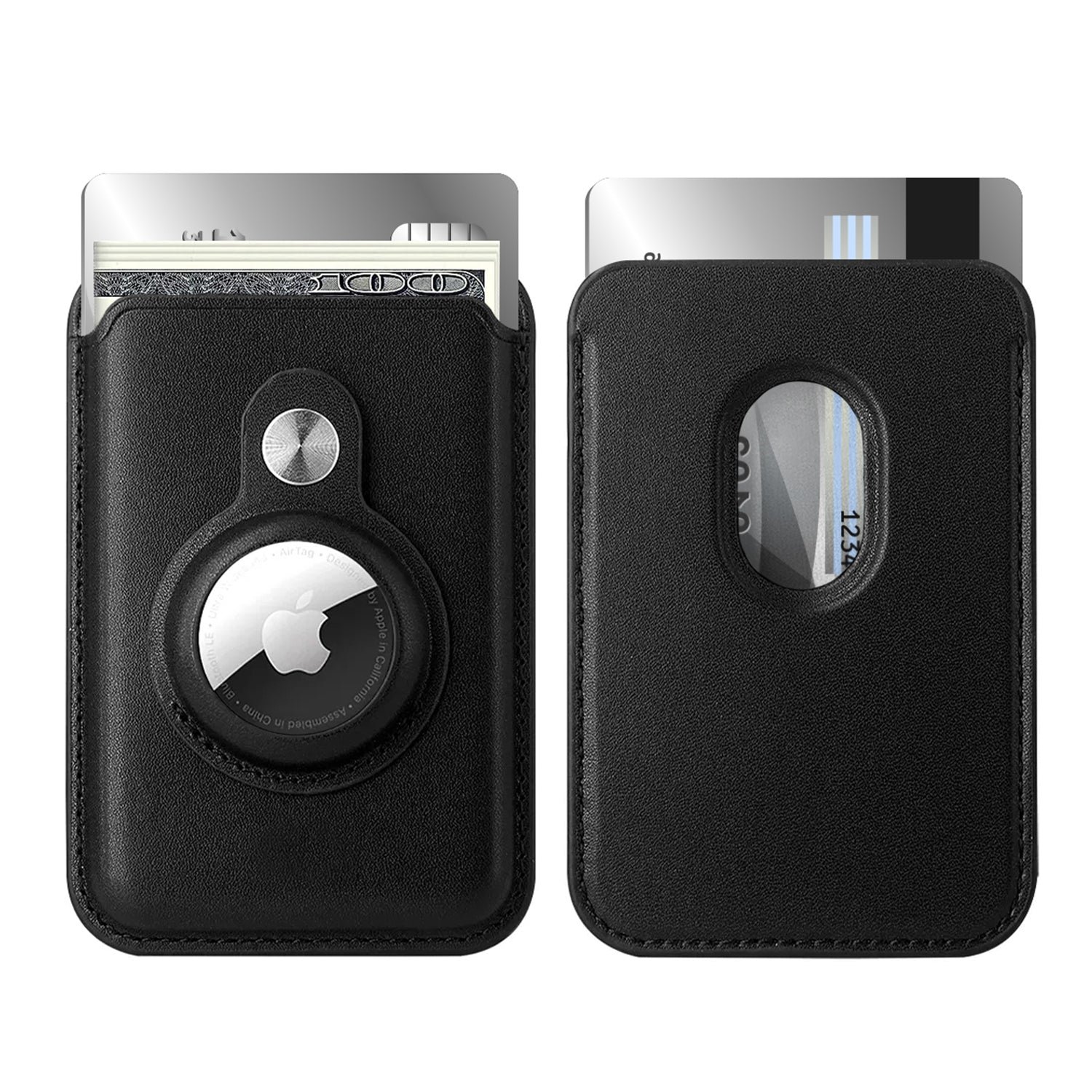RFID Blocking Snap-On MagSafe Magnetic Card Wallet Holder Organizer With Built-In AirTag Pocket