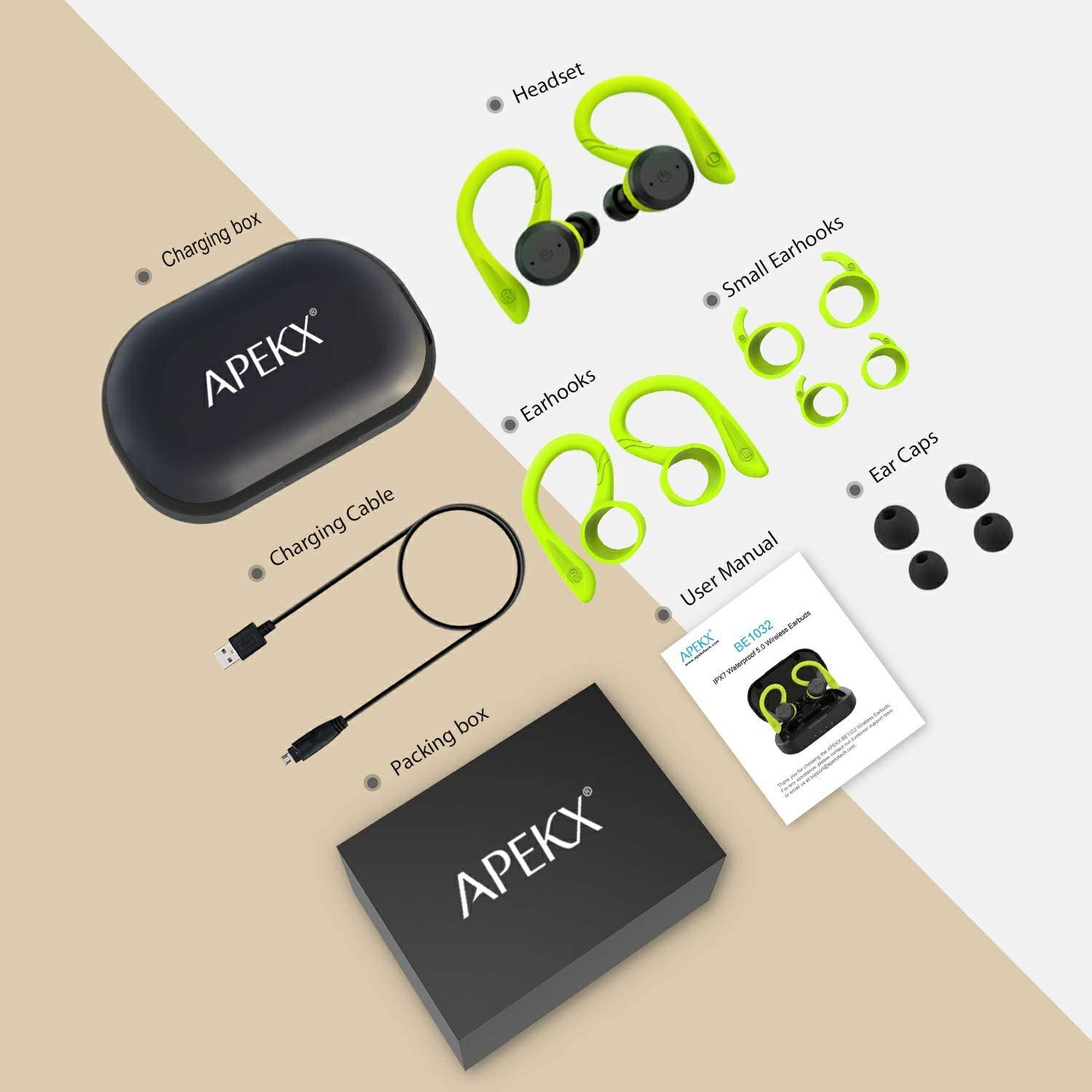 APEKX Bluetooth Headphones True Wireless Earbuds with Charging Case - Image 8