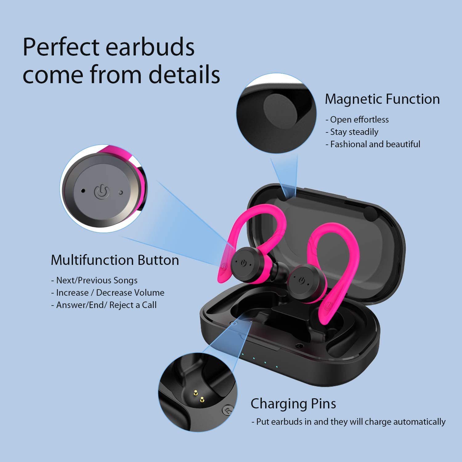 APEKX Bluetooth Headphones True Wireless Earbuds with Charging Case - Image 14