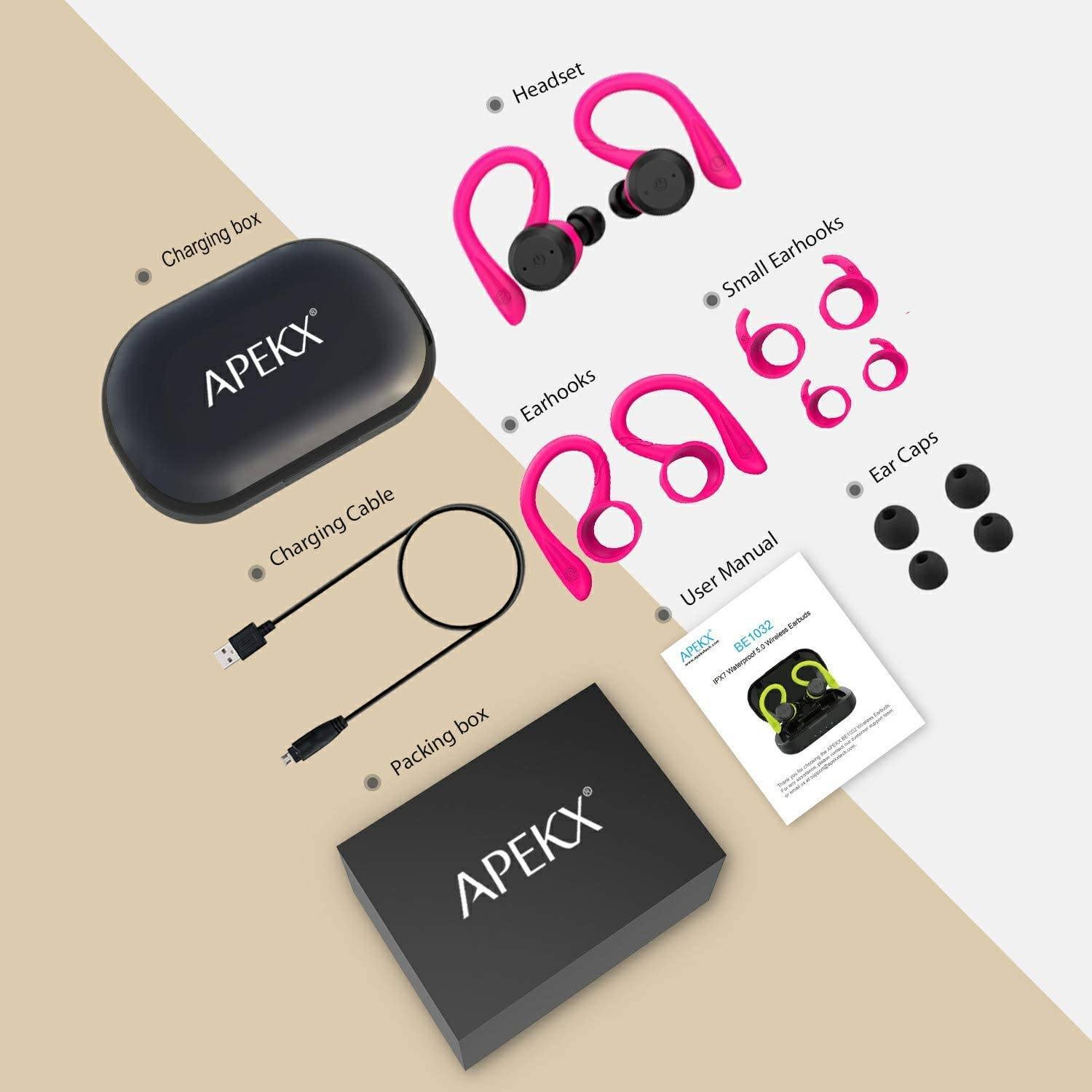 APEKX Bluetooth Headphones True Wireless Earbuds with Charging Case - Image 13