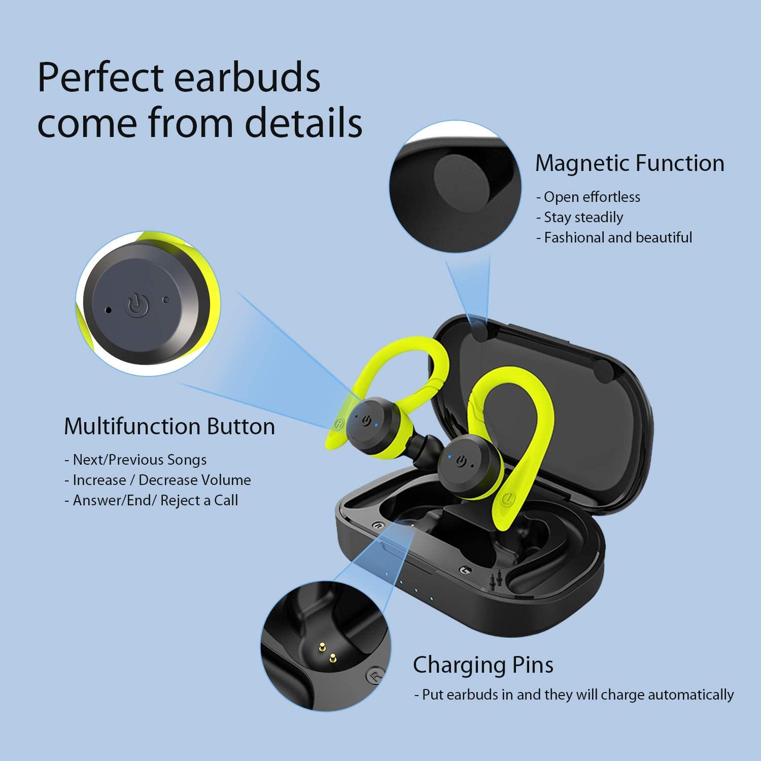 APEKX Bluetooth Headphones True Wireless Earbuds with Charging Case - Image 9