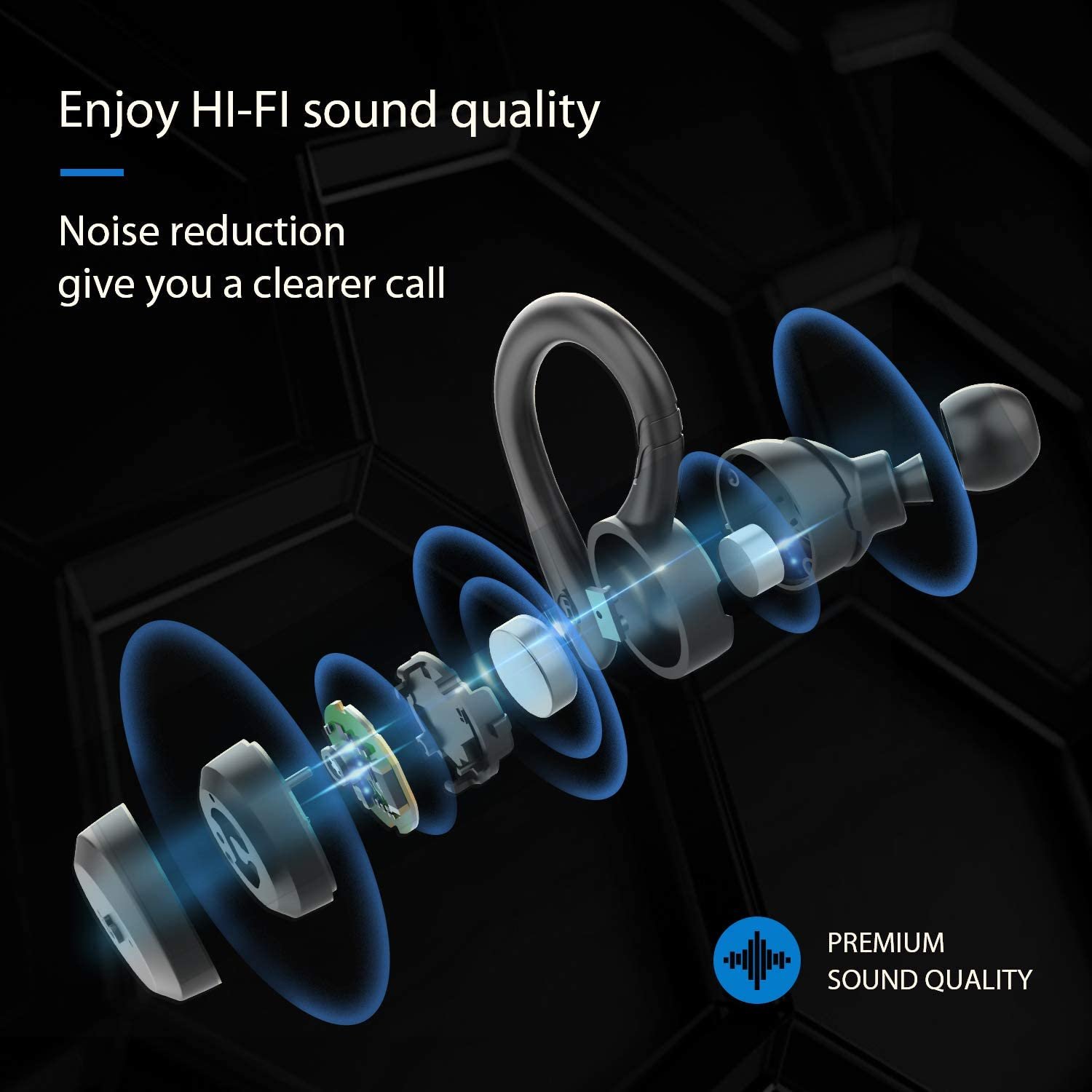 APEKX Bluetooth Headphones True Wireless Earbuds with Charging Case - Image 5